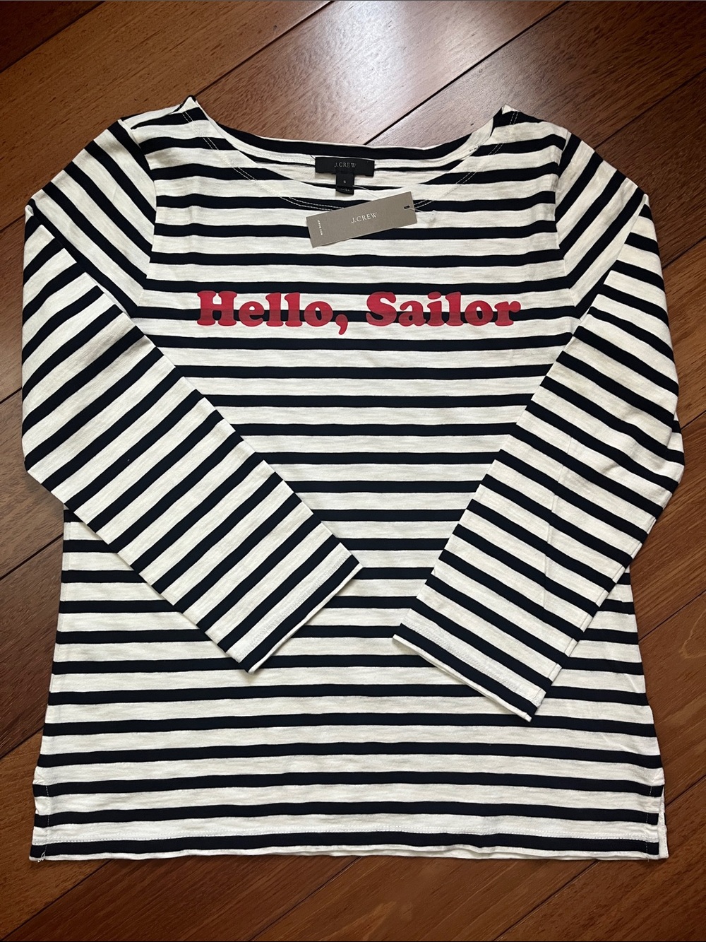 NWT J. Crew Slogan Boatneck Long Sleeve Tee
